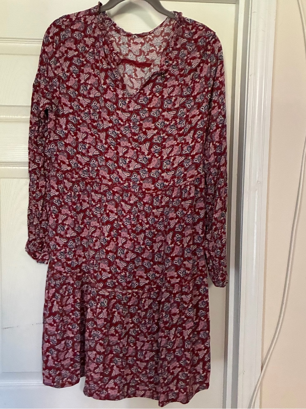 Knox Rose Red Floral Long-Sleeve Tiered Dress
